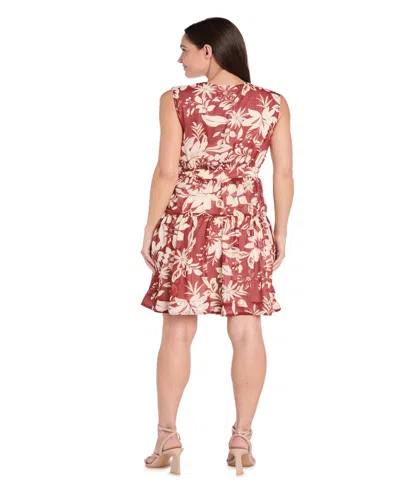 R & M Richards Petite Chiffon Printed Surplice Sleeveless Dress
