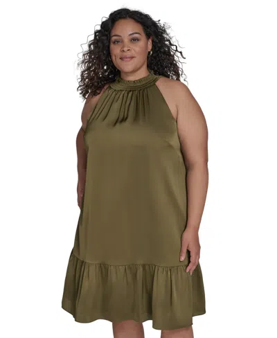 Vince Camuto Plus Size Satin Mock-neck A-line Dress
