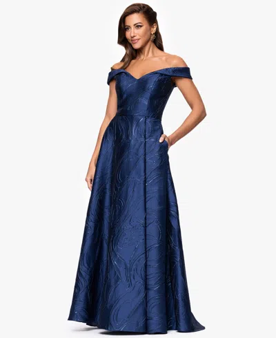 Xscape Women's Off-the-shoulder Metallic Ball Gown