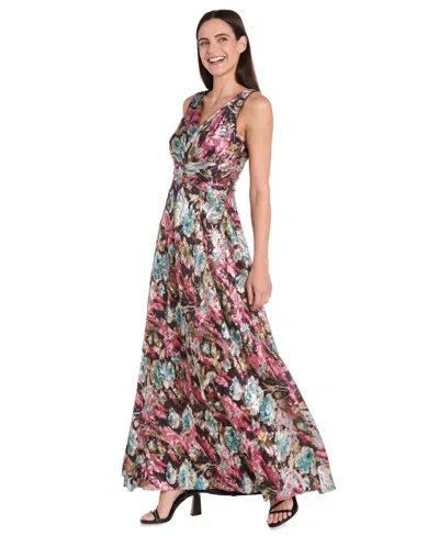 R & M Richards Women's Sleeveless Metallic A-line Dress
