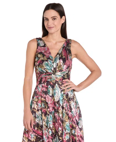 R & M Richards Women's Sleeveless Metallic A-line Dress