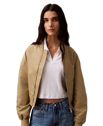 Calvin Klein Jeans Est.1978 Women's Ribbed Monogram-logo Polo Top