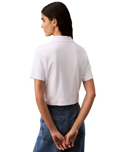 Calvin Klein Jeans Est.1978 Women's Ribbed Monogram-logo Polo Top