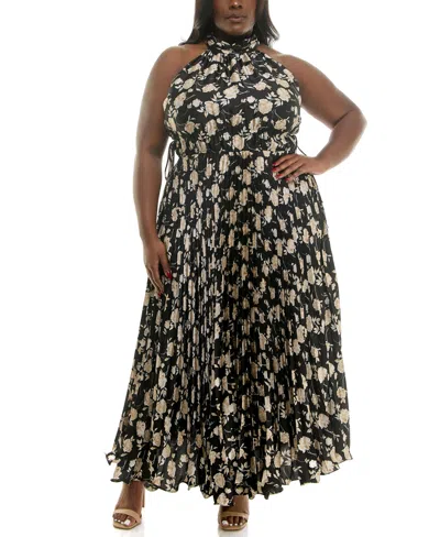 Taylor Plus Size Pleated Chiffon Fit & Flare Dress