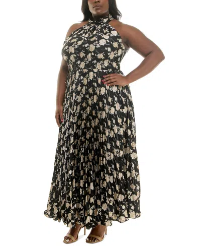 Taylor Plus Size Pleated Chiffon Fit & Flare Dress