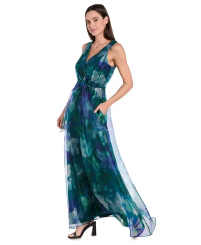 R & M Richards Petite Sleeveless Bow-tie A-line Dress In Multi