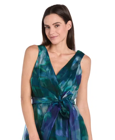 R & M Richards Petite Sleeveless Bow-tie A-line Dress In Multi