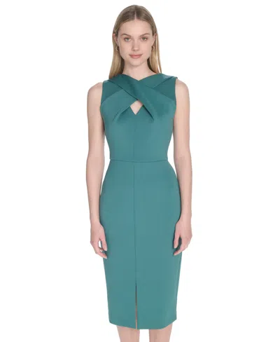 Calvin Klein Women's Wrap V-neck Scuba Sheath Dress