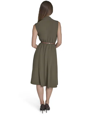 Halston Women's Commuter Belted Sleeveless Dress