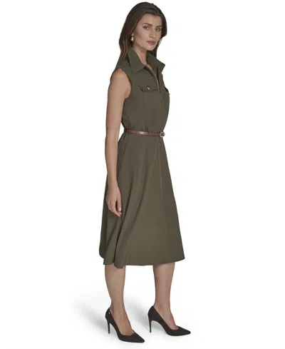 Halston Women's Commuter Belted Sleeveless Dress