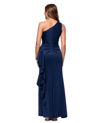 Xscape Petite Gathered-waist One-shoulder Evening Gown