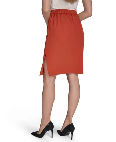 Halston Women's Pull-on Side-slit Pencil Skirt