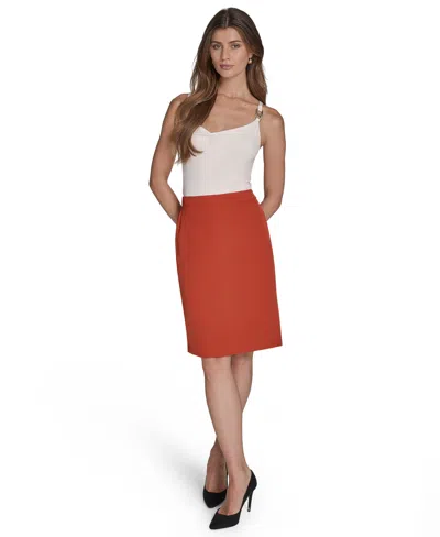 Halston Women's Pull-on Side-slit Pencil Skirt