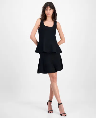 T Tahari Square Neck Peplum Top