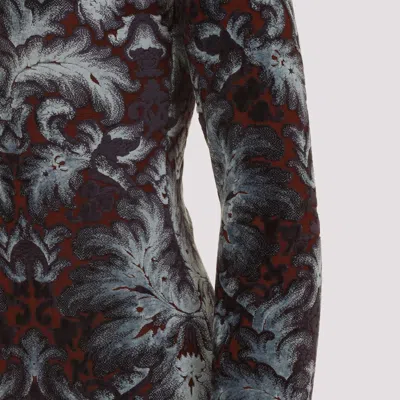 Etro Floral-pattern Mock-neck Midi Dress In Blue