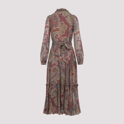 Etro Paisley Print Silk Blend Midi Dress