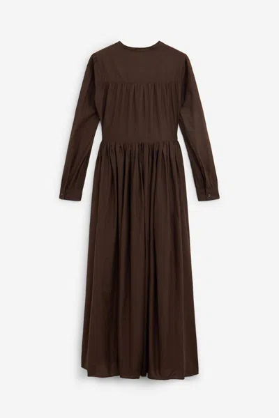 Aspesi Cotton Muslin Maxi Dress In Brown