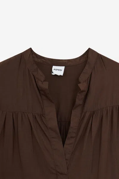 Aspesi Cotton Muslin Maxi Dress In Brown