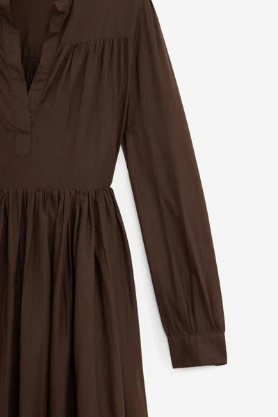Aspesi Cotton Muslin Maxi Dress In Brown
