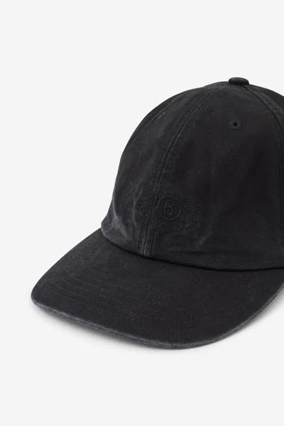 Mm6 Maison Margiela Mm6 By Maison Margiela Curved Brim Baseball Cap With Subtle Logo In Black