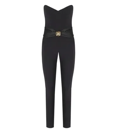 Elisabetta Franchi Strapless Jumpsuit With Macro-bow In Black