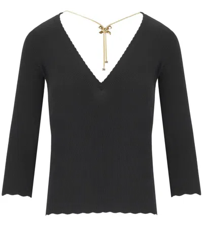 Elisabetta Franchi Ribbed Sweater With Necklace