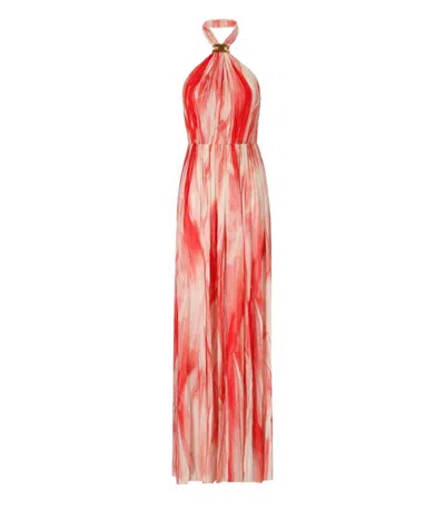 Elisabetta Franchi Halter Neck Maxi Length Printed Tie Detail