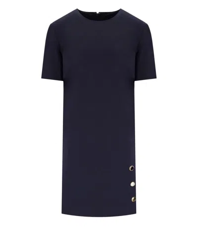 Twinset Twin-set Blue Dress With Jewel Buttons In Blue