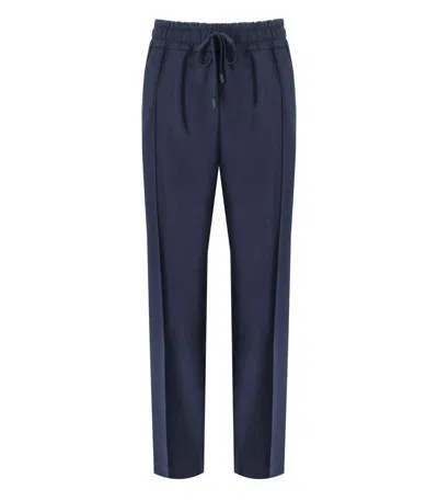 Cruna Midnight Blue Virgin Wool Trousers With Flap Pockets