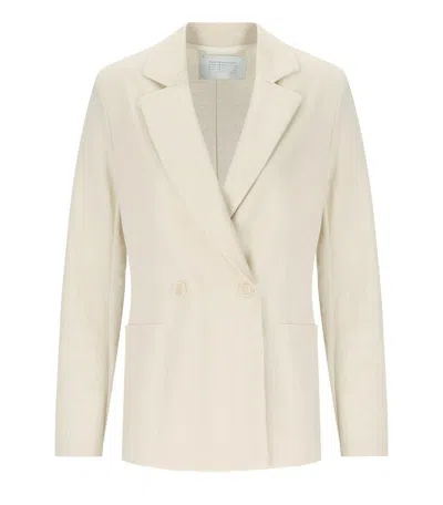 Harris Wharf London Ivory Double-breasted Blazer In Neutral
