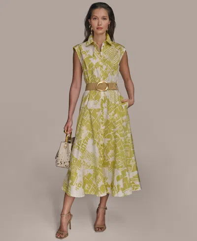 Donna Karan Women's Cap Sleeve Printed Shirt Dress