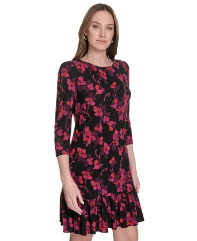 Tommy Hilfiger Women's 3/4-sleeve Jersey Shift Dress In Multi
