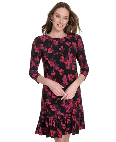 Tommy Hilfiger Women's 3/4-sleeve Jersey Shift Dress In Multi