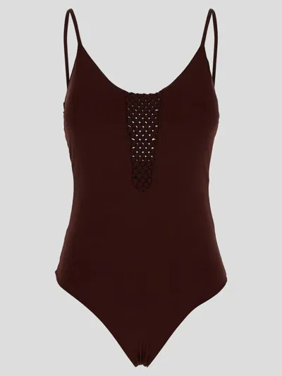 Fisico Cristina Ferrari Braid-detailing Swimsuit In Burgundy
