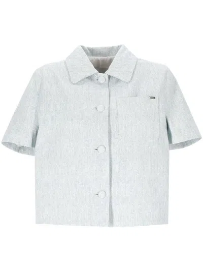 Cassell Light Blue Denim Bowling Shirt In Blue