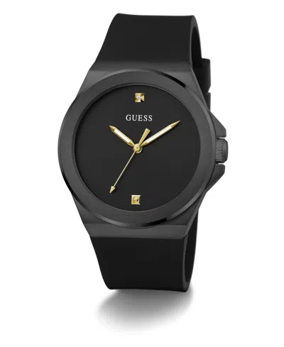 Guess Men's Analog Black Silicone Watch 44mm