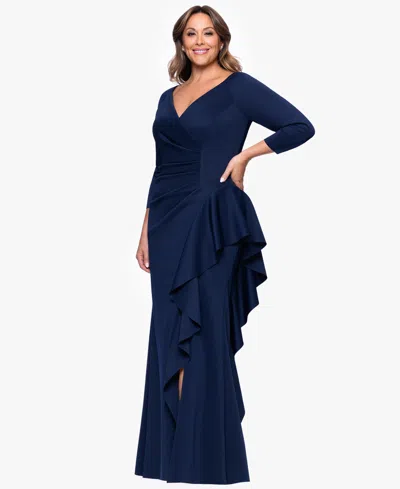 Xscape Plus Size V-neck Long Sheath Dress