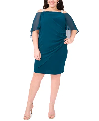 Msk Plus Size Embellished Cold-shoulder Draped Shift Dress