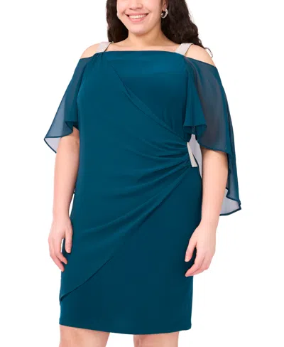 Msk Plus Size Embellished Cold-shoulder Draped Shift Dress