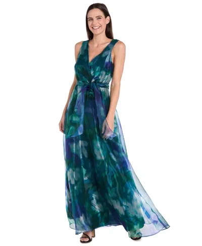 R & M Richards Petite Sleeveless Bow-tie A-line Dress In Multi