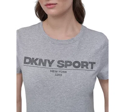 Dkny Sport Women's Cotton-blend Rhinestone-logo T-shirt
