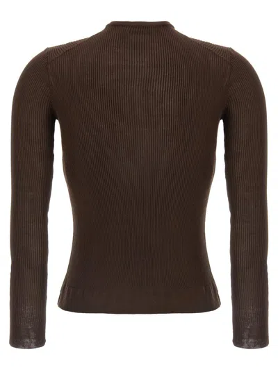 Magda Butrym Luxe Silk Knit Sweater In Brown