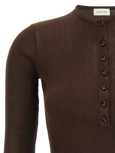 Magda Butrym Luxe Silk Knit Sweater In Brown