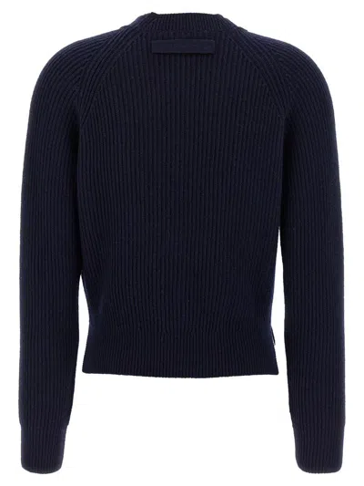 Victoria Beckham Navy Blue Stepped Hem Cardigan In Blue