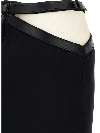 David Koma Cross Waist Band Net Insert Skirts Black