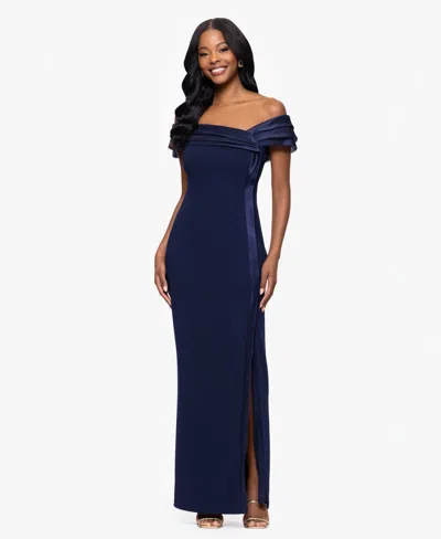 Betsy & Adam Women's Organza Off-the-shoulder Dress