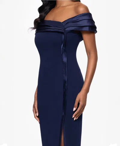 Betsy & Adam Women's Organza Off-the-shoulder Dress