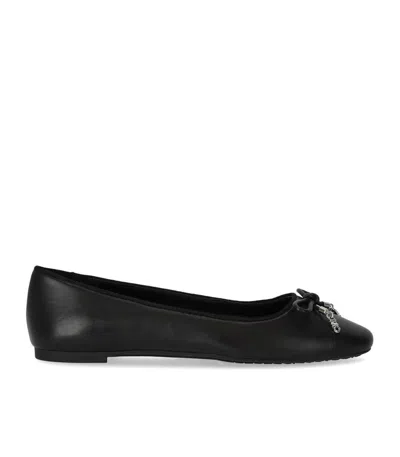 Michael Kors Logo Bow Ballet Flats Flat Shoes Black In Black