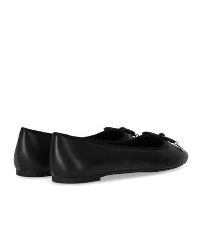Michael Kors Logo Bow Ballet Flats Flat Shoes Black In Black
