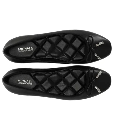Michael Kors Logo Bow Ballet Flats Flat Shoes Black In Black